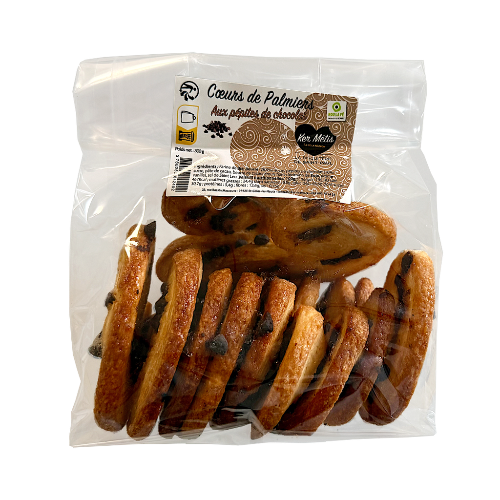 Biscuits "Coeurs de palmier" aux pépites de chocolat - 300 g