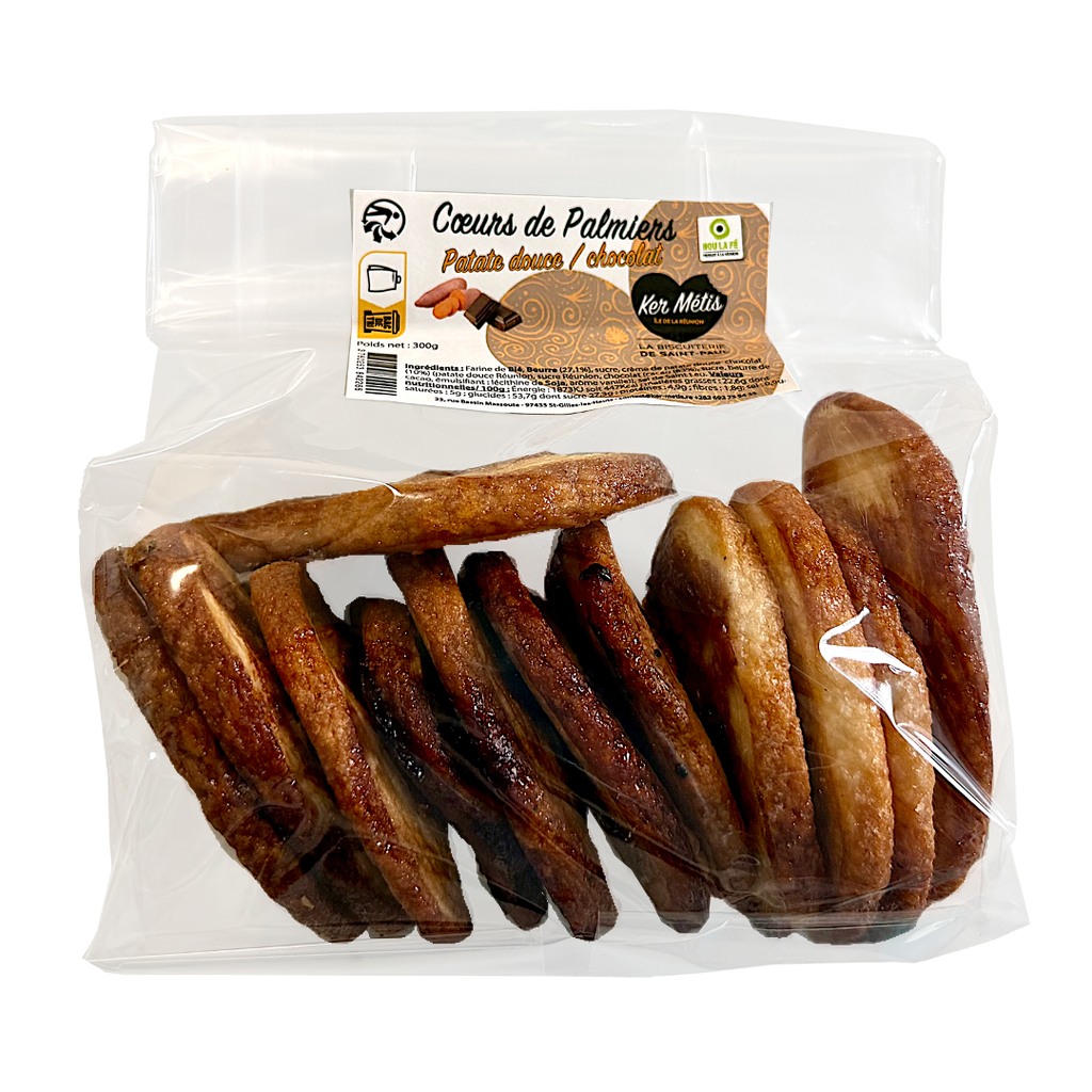 Biscuits "Coeurs de palmier" crème patate douce/chocolat - 300 g
