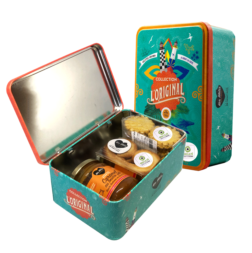 Boîte à sucre décor ”L'original “, assortiment 2 biscuits et caramel au beurre salé - 440 g