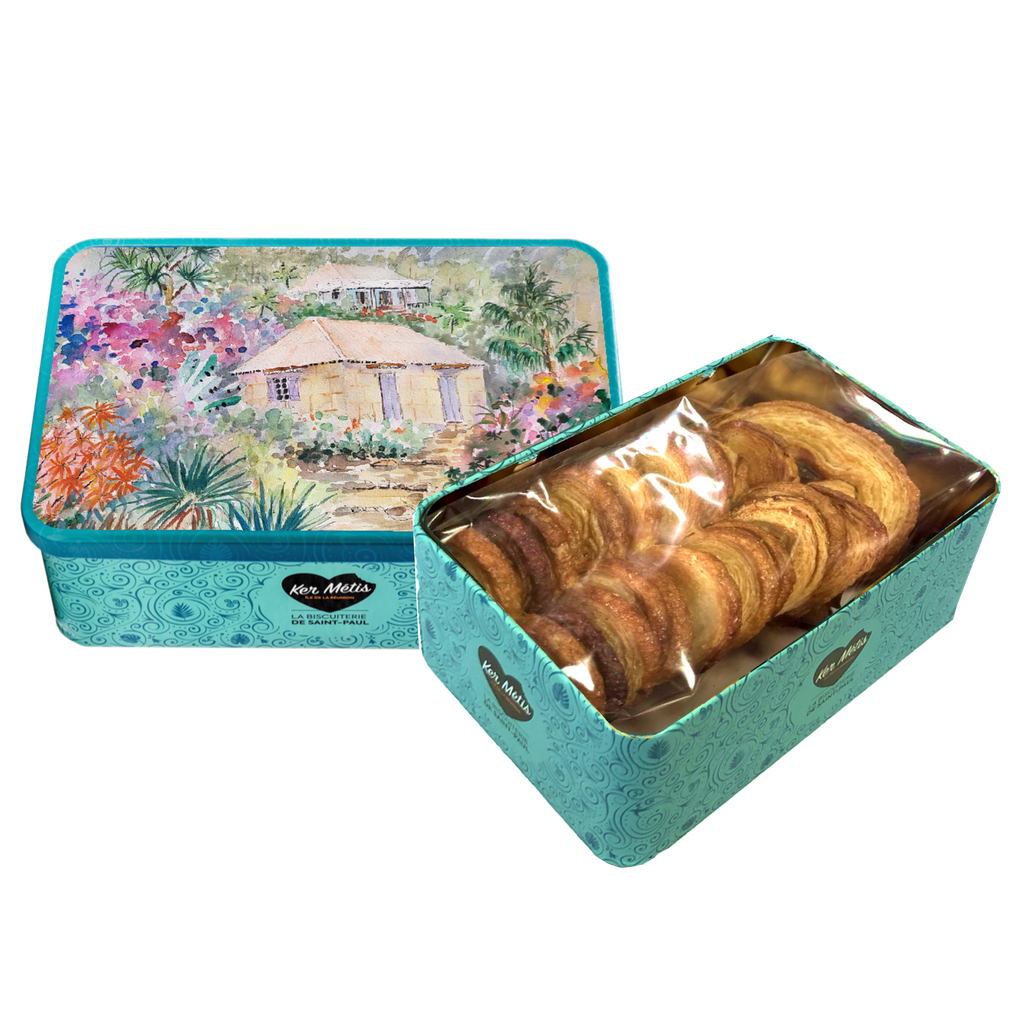 Boîte à sucre "Jardin Kréol", palmiers extra pur beurre Crème de patate douce chocolat - 280g
