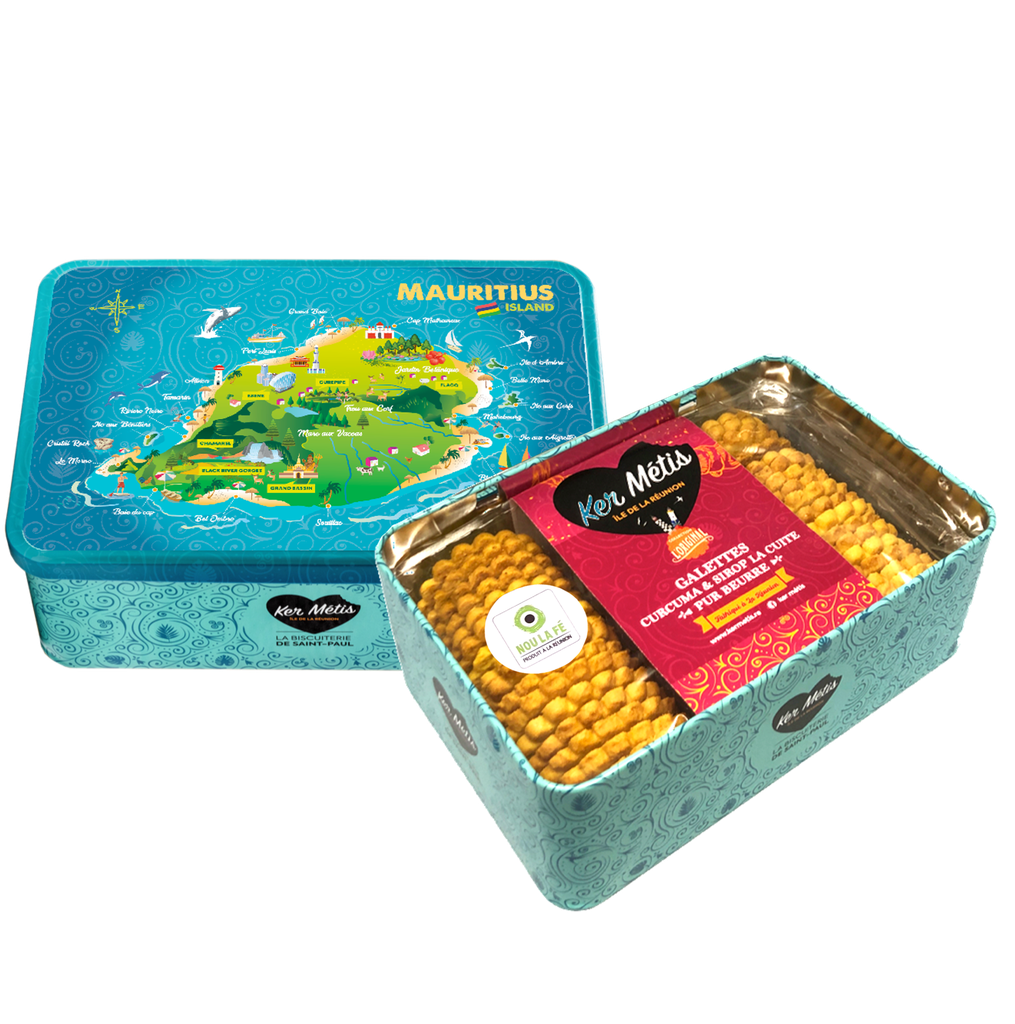 Boîte à sucre "île Maurice", galettes curcuma et sirop la cuite - 300g