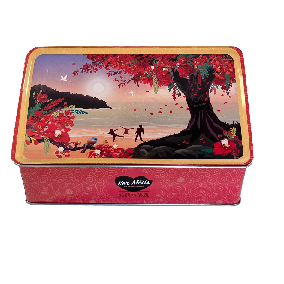 ***NOUVEAUTÉ*** Boîte à sucre "Flamboyant", Sablés O Zépices (assortiment de formes )- 300g