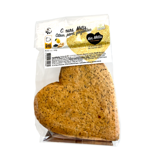 [2280] Biscuits "Cœurs Métis" citron, gingembre et pavot (x4)