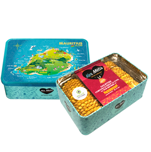 [3072] Boîte à sucre "île Maurice", galettes curcuma et sirop la cuite - 300g