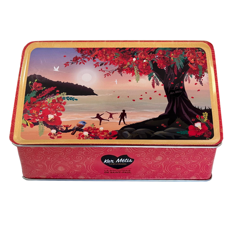 [3416] ***NOUVEAUTÉ*** Boîte à sucre "Flamboyant", Sablés O Zépices (formes assorties)- 300g