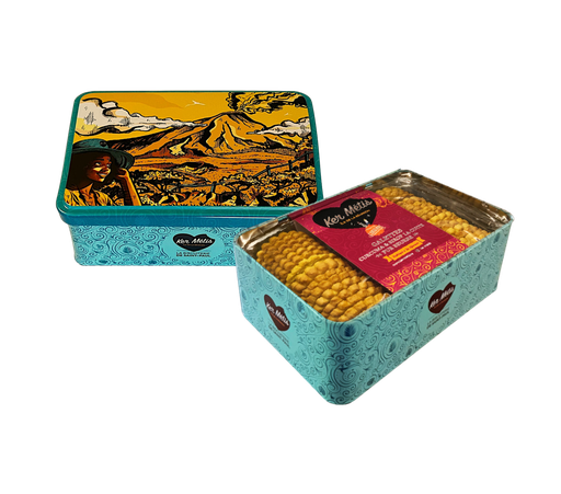 [3508] ***NOUVEAUTÉ*** Boîte à sucre "Volcan", galettes curcuma/sirop la cuite - 300 g