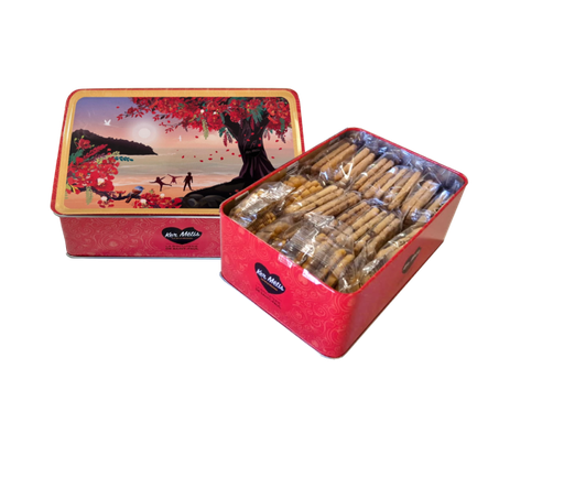 [3539] Boîte à sucre "Flamboyant", 3 biscuits - 400g